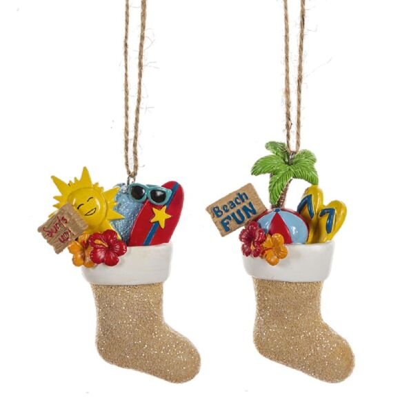 Ganz Other - Sandy Beach Fun Filled Stockings Christmas Holiday Ornaments Set of 2